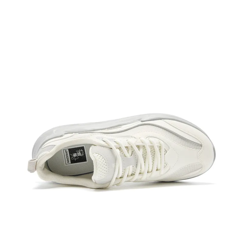 QIAODAN Anti Slip Wear Resistant Low Top Casual Shoes Women's Ivory White Snow Gray-3