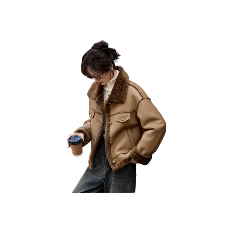 Mo Han Yi Mei Jackets & Coats Women's Light Coffee-0