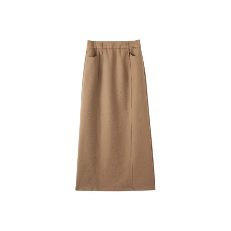 Late White Casual Long Skirt Women's-0