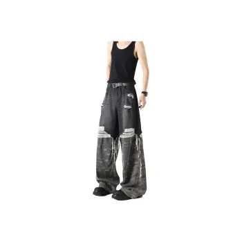SUNSETMONENT Jeans Unisex Washed Denim Black
