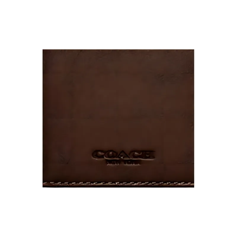 COACH Card Case Calfskin Money Clip Card Holder Men's Dark Brown-4