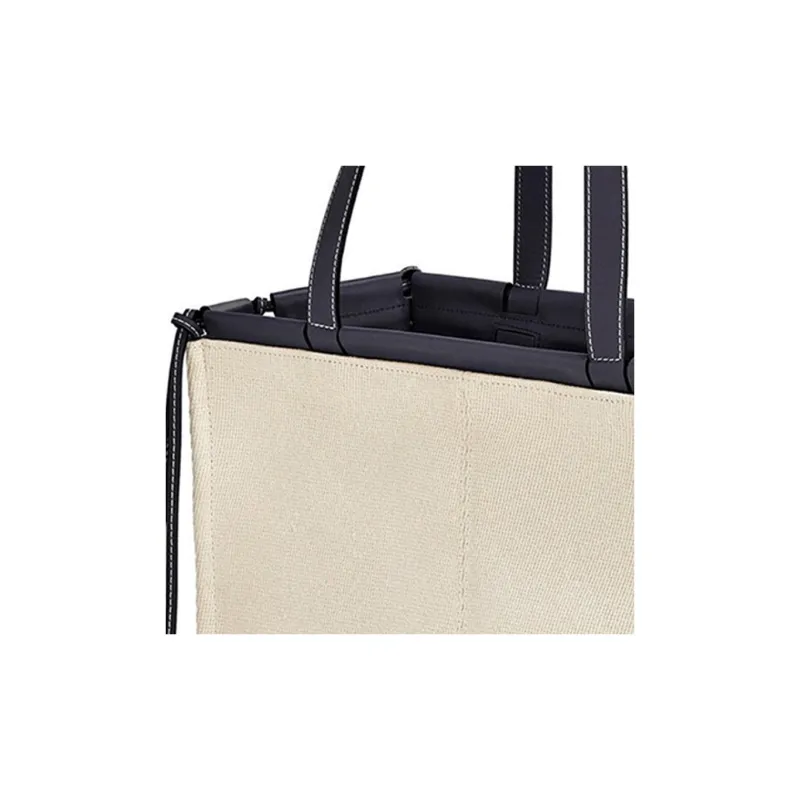 LOEWE Cushion Tote Soft Grained Calfskin Tote Bag Shopping Bag Shoulder Bag Handbag Women's Light Oatmeal Black-4
