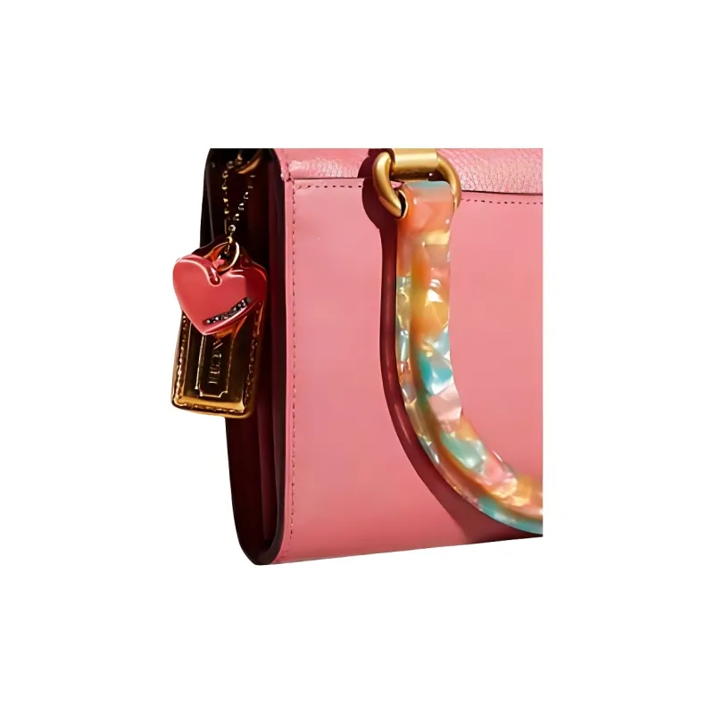 COACH Tabby Polished Pebbled Leather With Refined Calfskin Clutch Bag Over The Shoulder Small Size Women's Pink-4