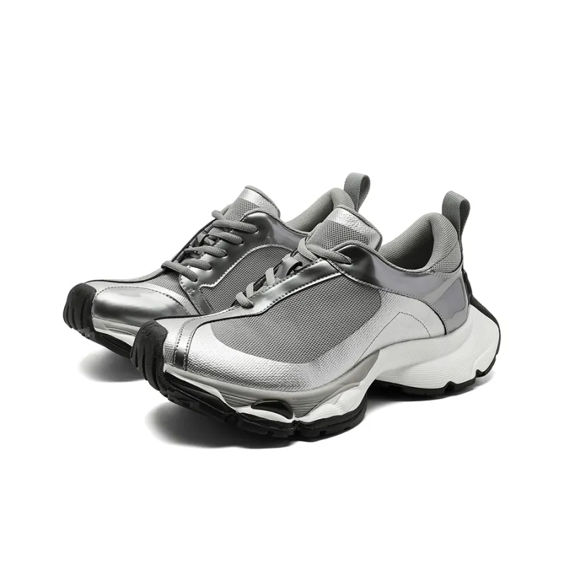 MUPPLE Slip Resistant, Abrasion Resistant, Breathable, Height Increasing Cushioning Low Top Chunky Sneakers Unisex-7