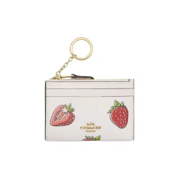COACH Skinny Id Case Printed Coated Canvas Card Holder Mini Women's White