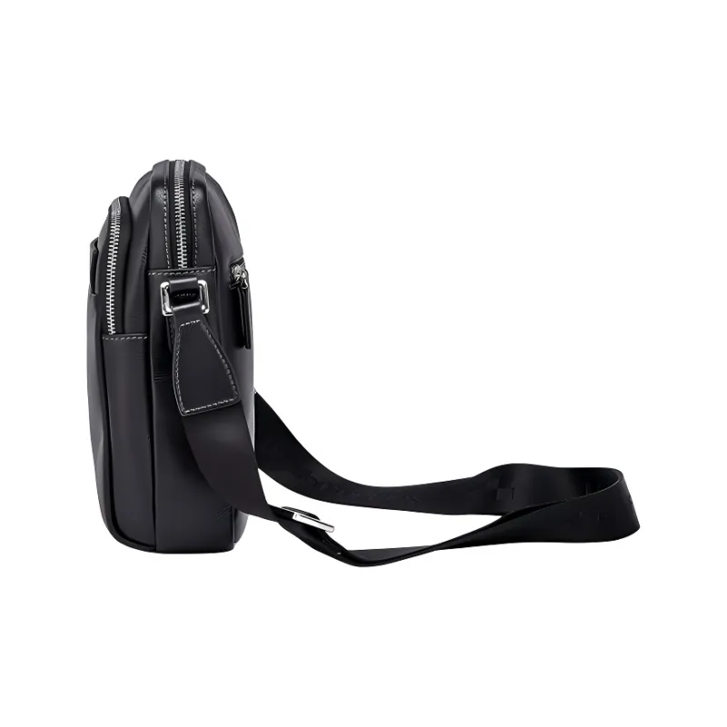 Hush Puppies Cow Leather Crossbody Bag, Shoulder Bag Men's Black-1