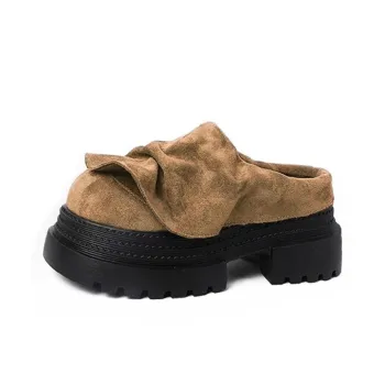 LIANGHUO Rubber Sole Quiet Abrasion Resistant Slip Resistant Closed Toe Slippers Women's Replica Dark Brown