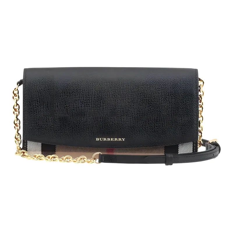 Burberry Leather Wallet Women's Black & Beige-0