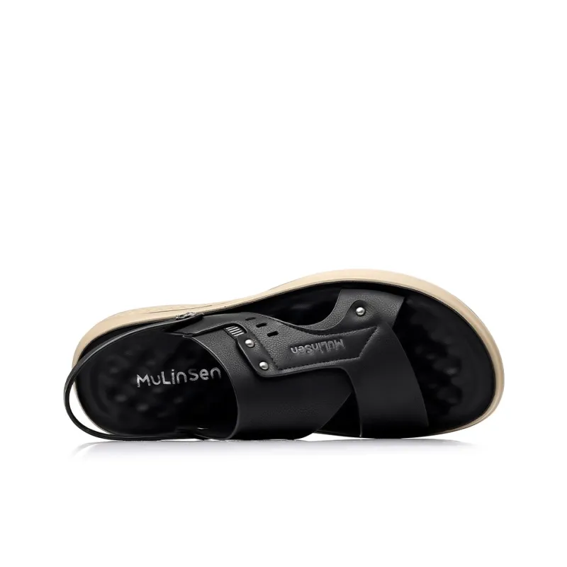 Mulinsen Beach Sandals Men Black/Yellow-1