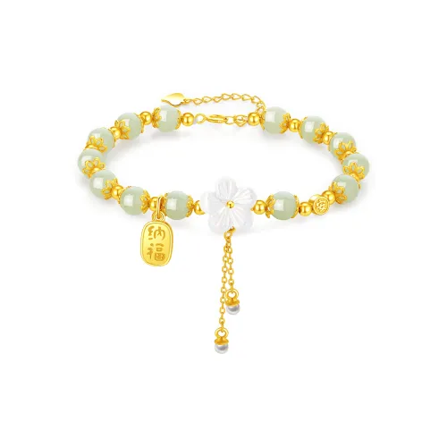 Lao Feng Xiang Bracelets Pale Greenish White Jade Women's