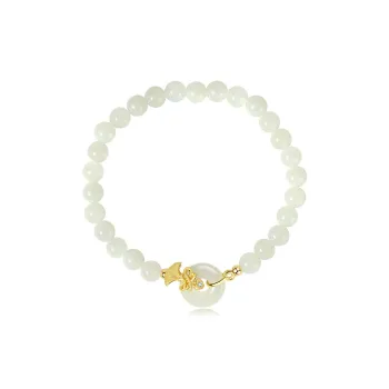 ORTAFFA Hetian Jade Bracelets Pale Greenish White Jade Women's