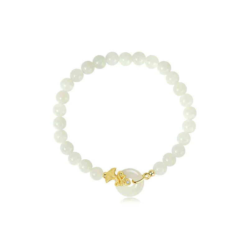ORTAFFA Hetian Jade Bracelets Pale Greenish White Jade Women's-0