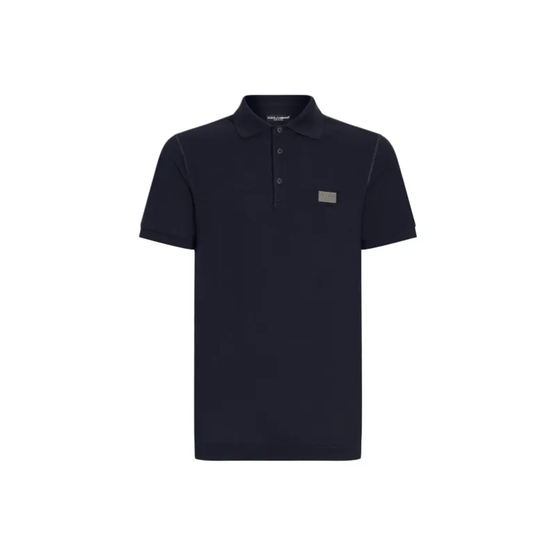Dolce & Gabbana Logo Plaque Short Sleeved Polo Shirt-0