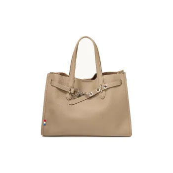 GUSKI Top Grain Cow Leather One Shoulder Handbag Women's Apricot/White/Green