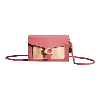 COACH Tabby Polished Pebbled Leather With Refined Calfskin Clutch Bag Over The Shoulder Small Size Women's Pink