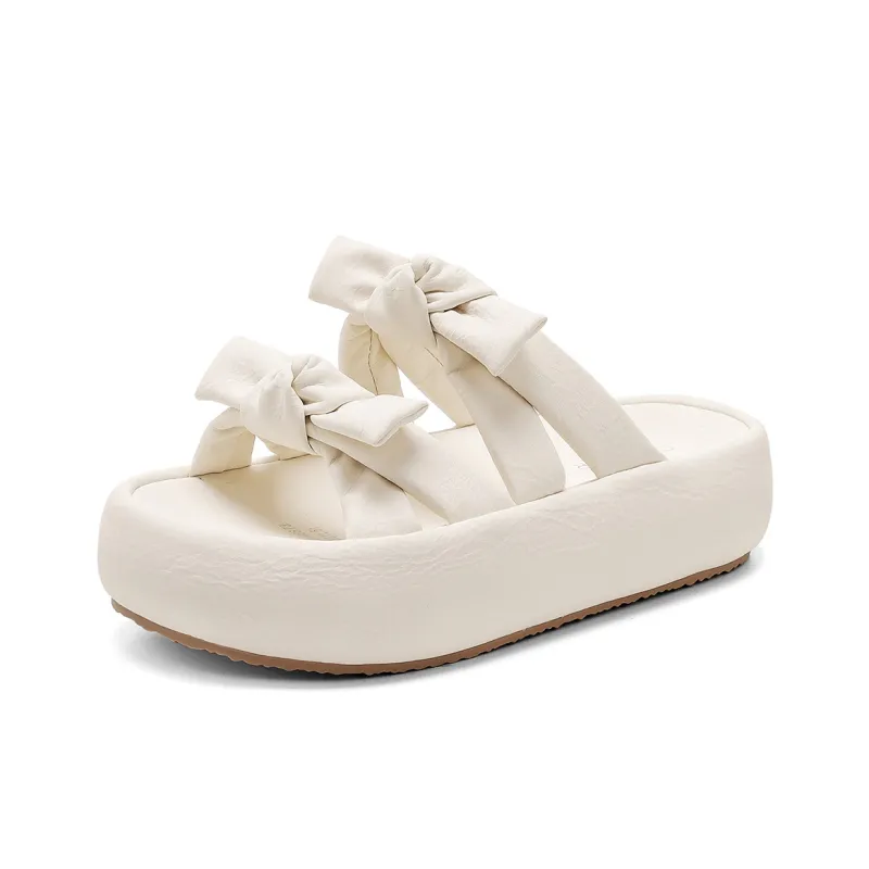 C°BANNER Rubber Sole Leather Patchwork Slide Slippers Women's-1