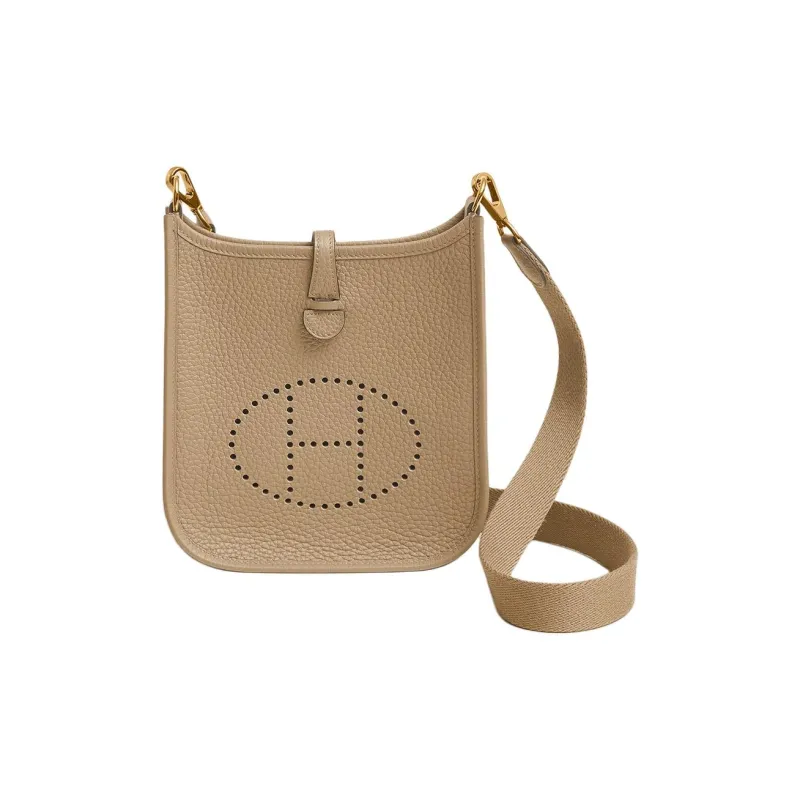 HERMES Evelyne Clemence Bullock Leather Shoulder Bag Women's Trench Coat Beige-0