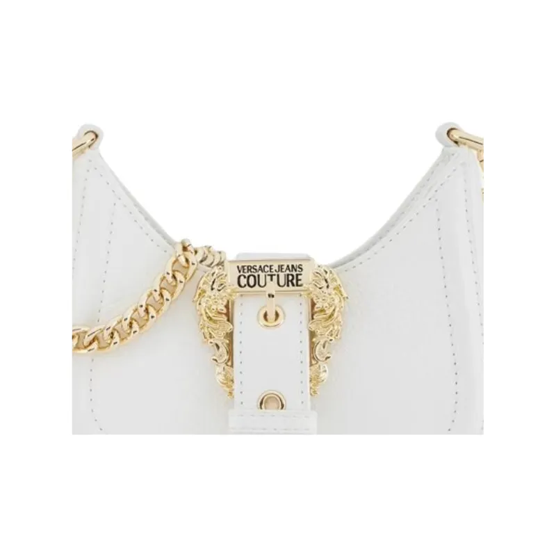 FANSIZHE Jeans Couture Artificial Leather Crescent Bag Handbag Small Size Women's White-4