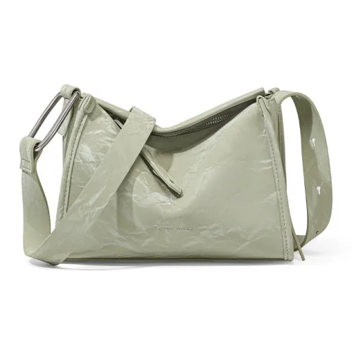 CinvaiKrose Synthetic Leather Pillow Bag, Shoulder Bag, Crossbody Bag Small Size Women's Green/Ecru