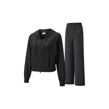 ZAUO Casual Suits Women's Set Black Top+Black Pants