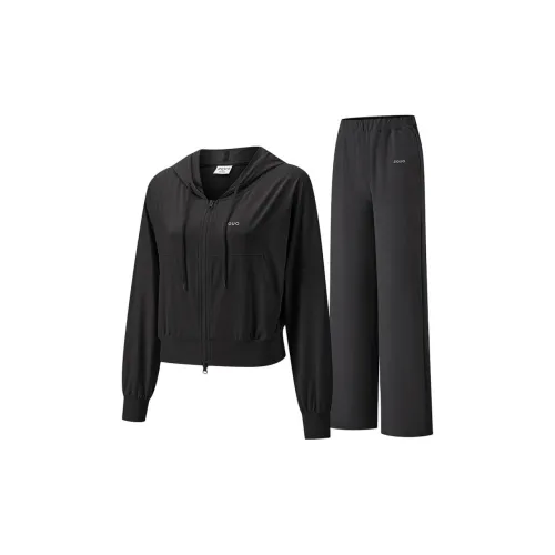 ZAUO Casual Suits Women's Set Black Top+Black Pants