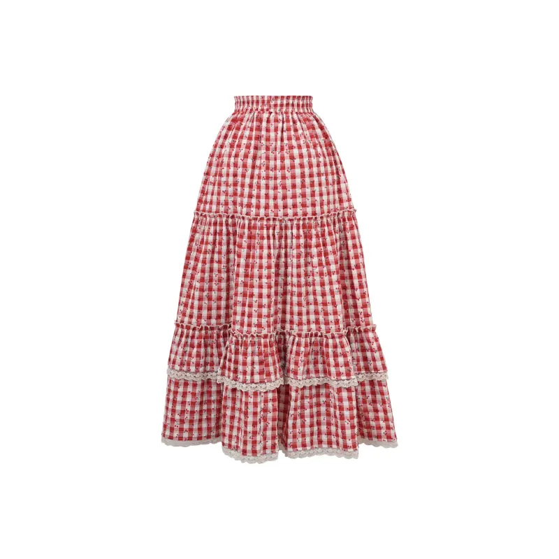 SNBL Casual Long Skirts Women's Red-0
