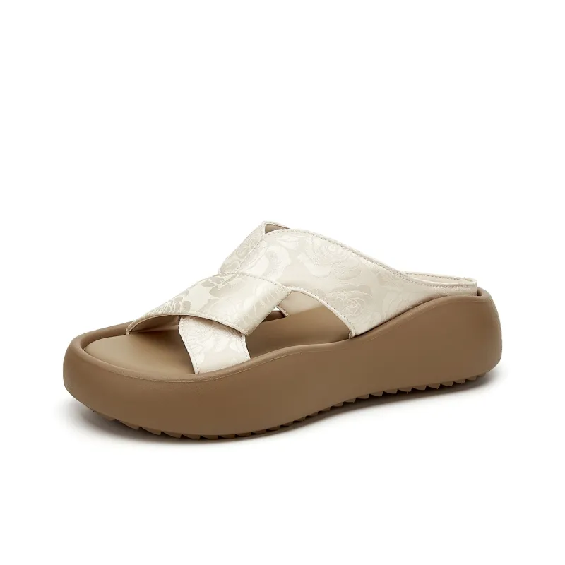 JOSINY Slide Slippers Women's Beige/Black-1