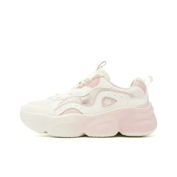 QIAODAN Abrasion Resistant Breathable Slip Resistant Low Top Casual Shoes Women's Ivory White Peach Pink