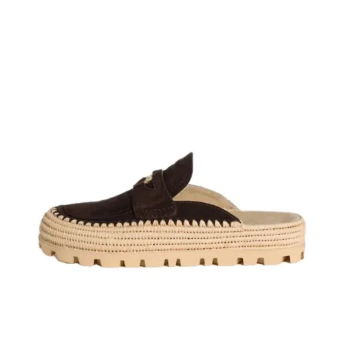 MIU MIU Closed Toe Slippers Women's Brown