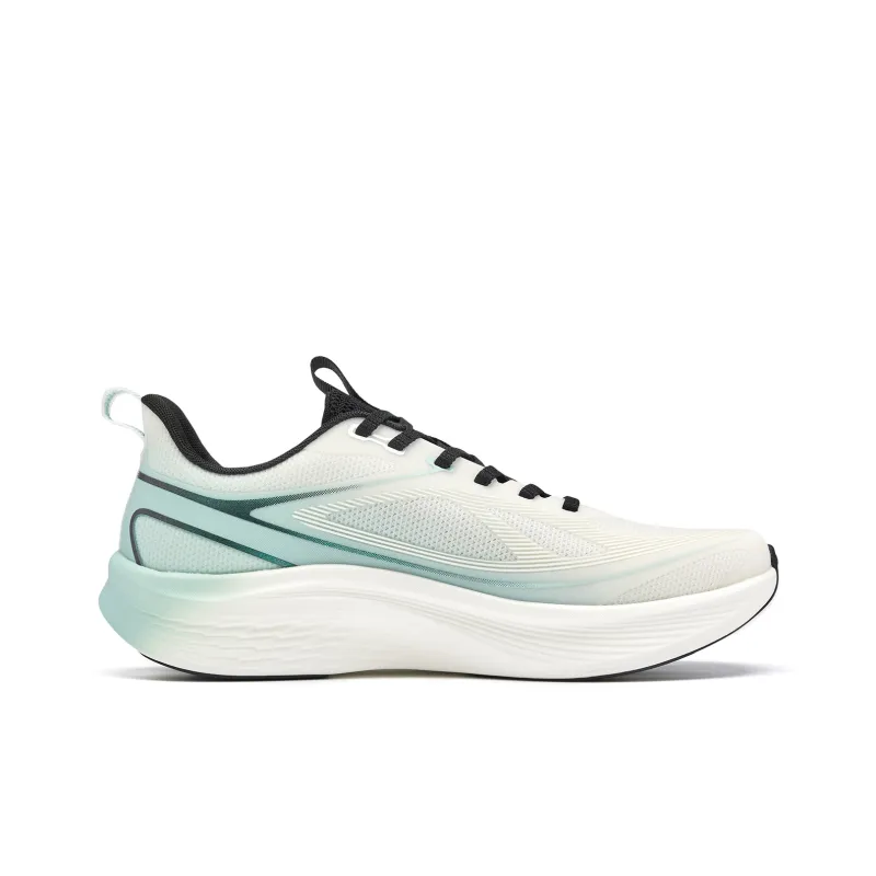QIAODAN Cushioning, Slip Resistant, And Abrasion Resistant Low Top Casual Running Shoes Men's White Green-1