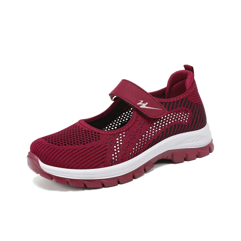 DOUBLE STAR 88 Flyknit Abrasion Resistant Slip Resistant Low Top Casual Shoes Women's Gray, Red, Black-8