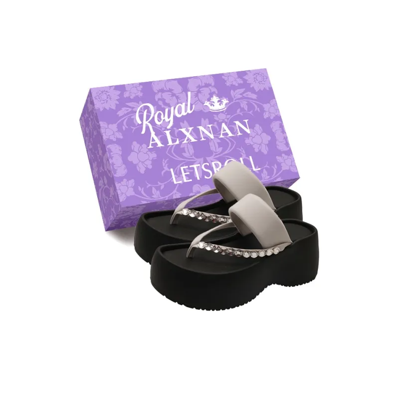 Alxnan Rubber Sole Flip Flops Women's Box-9