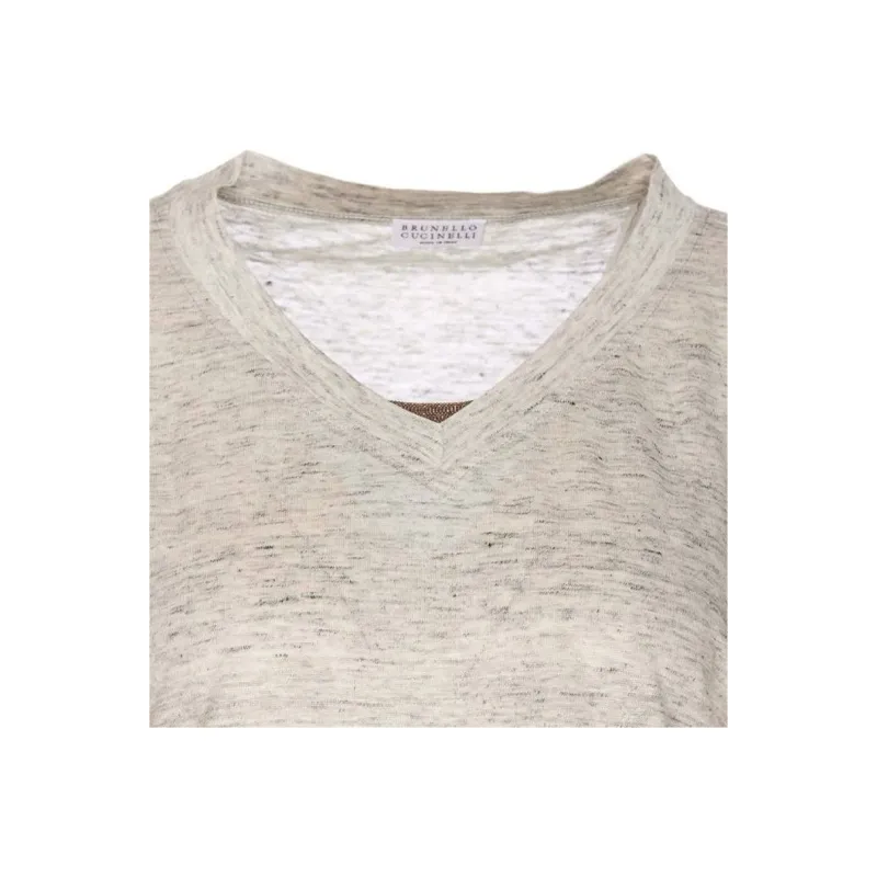 Brunello Cucinelli Short Sleeved V Neck T Shirt-4