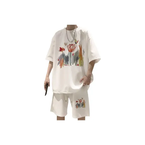 IHIMI Casual Suits Womens Ecru Top+Turquoise Bottom