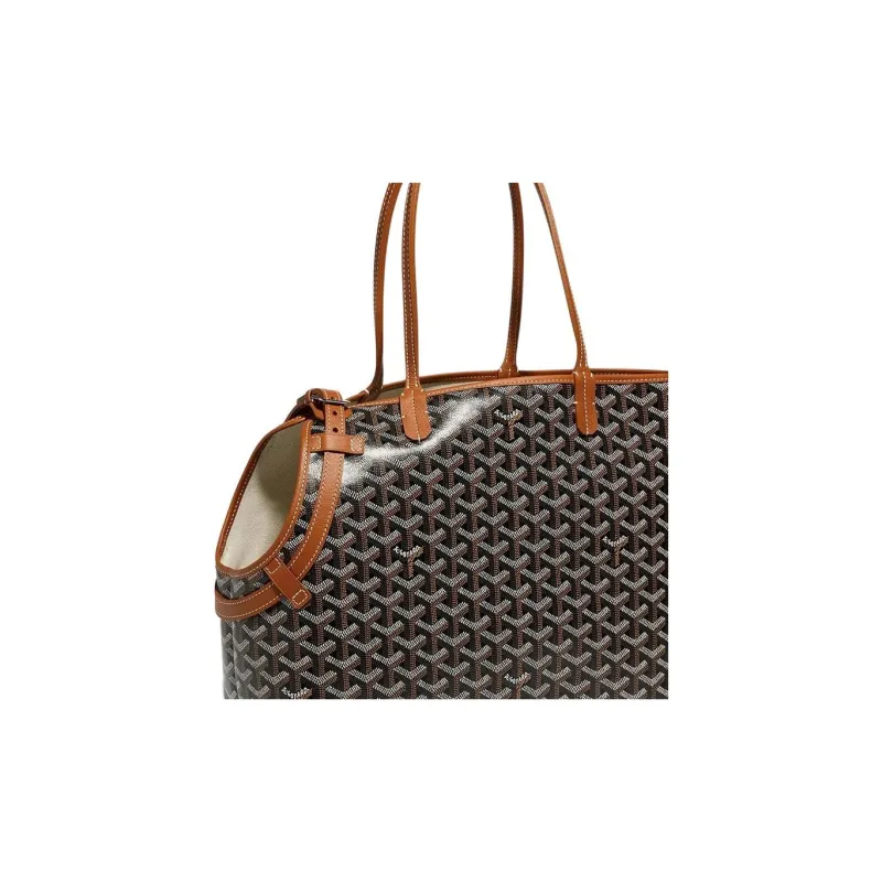 GOYARD Chien Gris Canvas With Leather Pet Bag Unisex Black/Brown-3