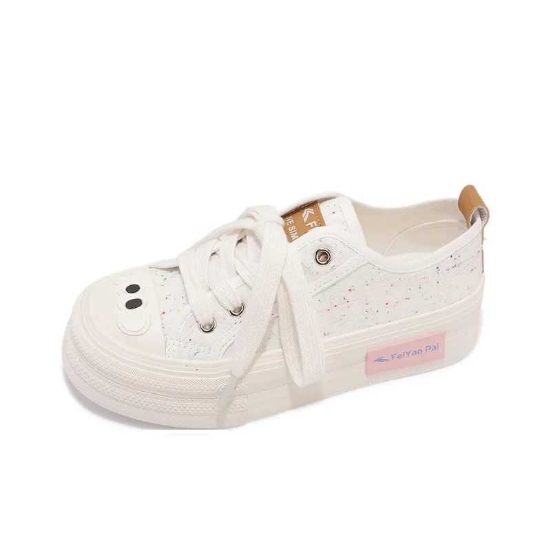 Shen Linsen Lightweight, Slip Resistant, And Abrasion Resistant Low Top Skateboard Shoes Women's Beige-2