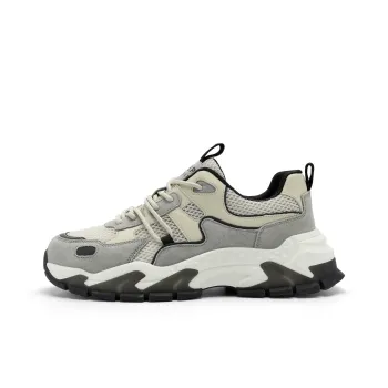 JEEP SPIRIT Black Myth Chunky Sneakers Men Low Top Light Sandy/Climbing Gray