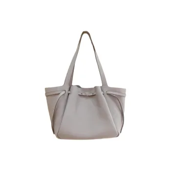 TORY BURCH Cow Leather Tote Bag, Shopping Bag, Shoulder Bag Medium Size Women's Light Heather Gray
