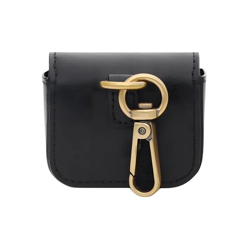 PINKO Cow Leather Earphone Case Mini Unisex Black-2