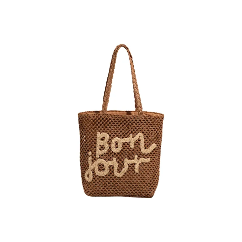 Yalu Straw Woven Shoulder Bag, Crossbody Bag Unisex Khaki & Black/Khaki & Beige/Ecru & Brown/Ecru & Black-10