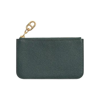 HERMES ZipengoChaine D'Ancre Evercolor Calfskin Card Holder Women's V0 Vert Rousseau Green