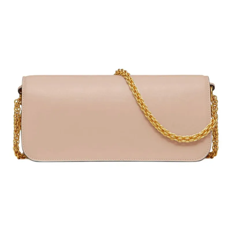 Valentino Buffalo Leather One Shoulder Handbag Women's Nude Pink-3