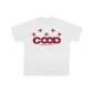White Heather Gray with Red Print