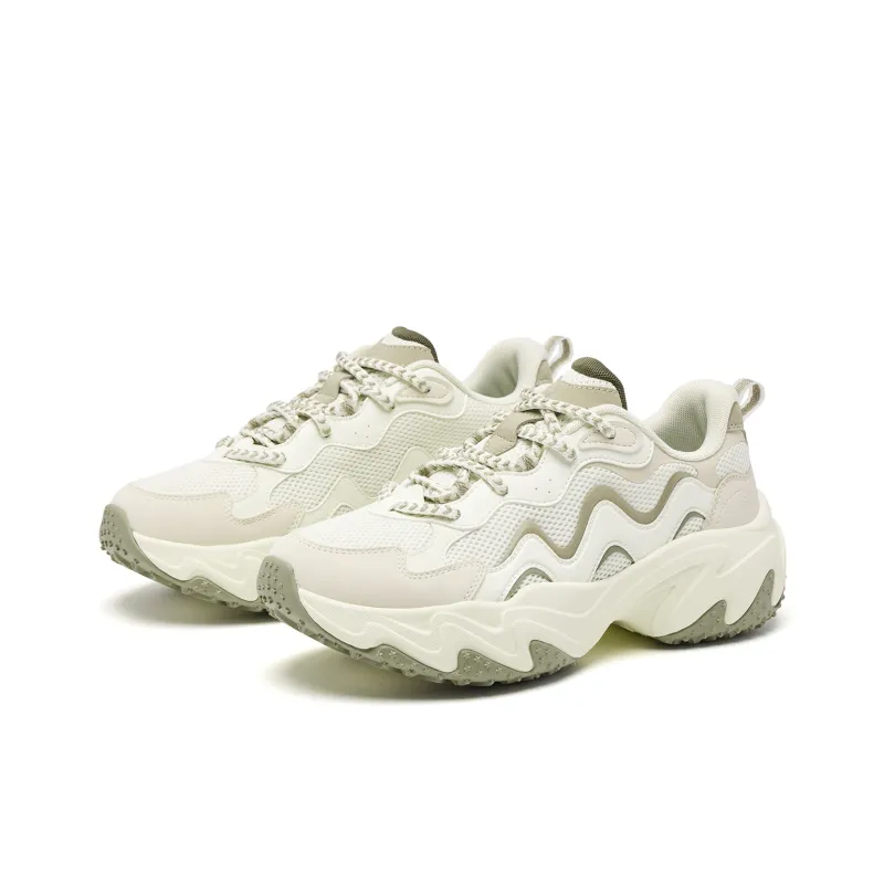 QIAODAN Anti Slip Wear Resistant Low Top Casual Shoes Women's Ivory White, Driftwood Gray-2