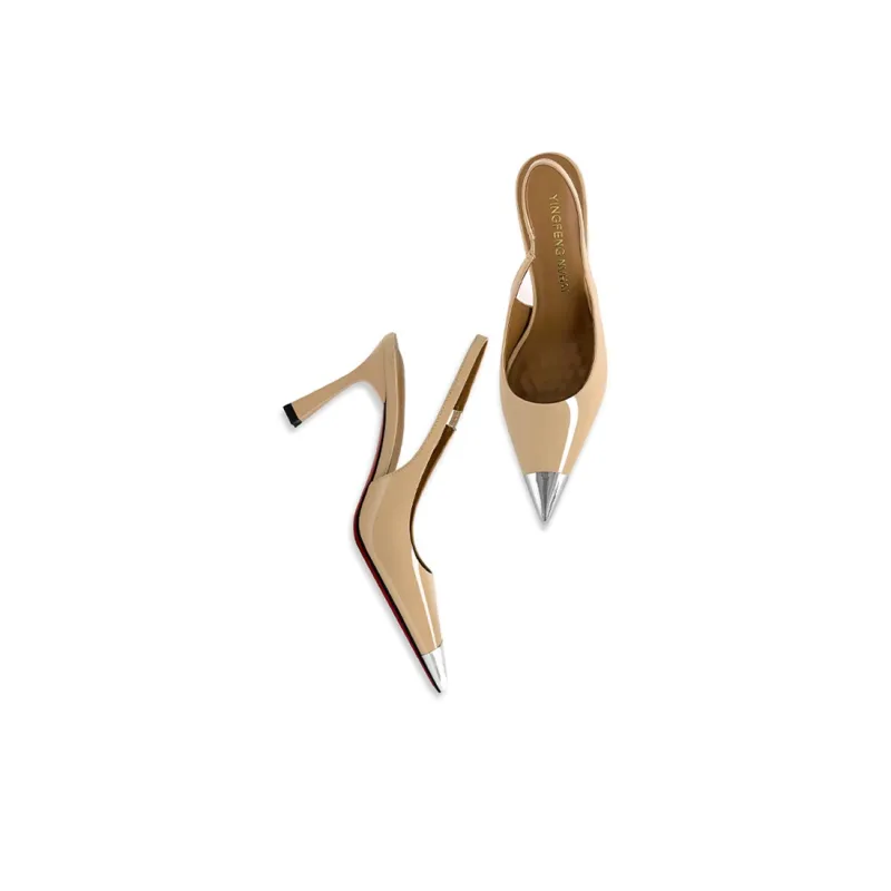 Lan Miao Slim Heel High Heels Women's Apricot-3