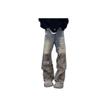 SUNSETMONENT Jeans Unisex Washed Denim Blue