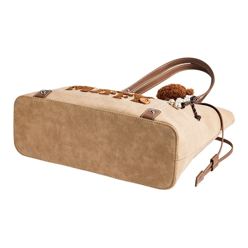 Miffy Synthetic Leather Tote Bag, Shopping Bag, Shoulder Bag Women's Brown/Light Brown-13