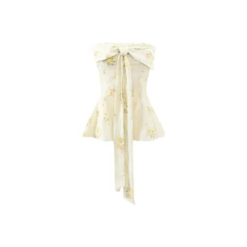 YGPRW Strapless Tops Women's Yellow