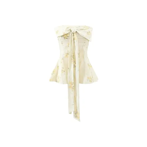 YGPRW Strapless Tops Women's Yellow