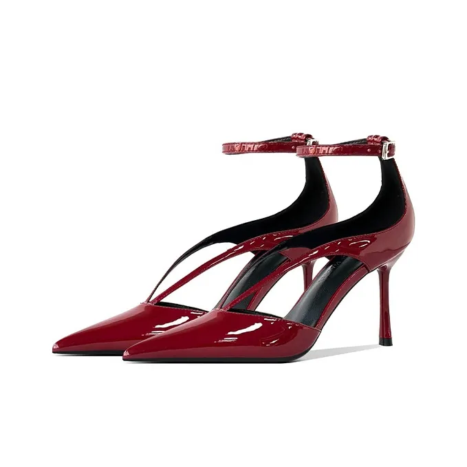 GOSO Slim Heel High Heels Women's Red-1